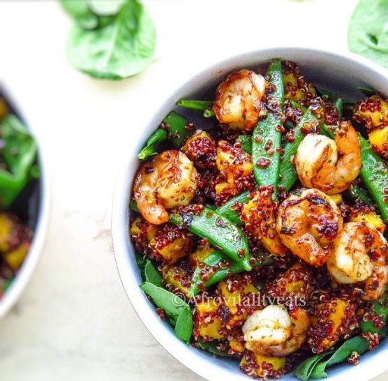 quinoa and shrimp salad bowl